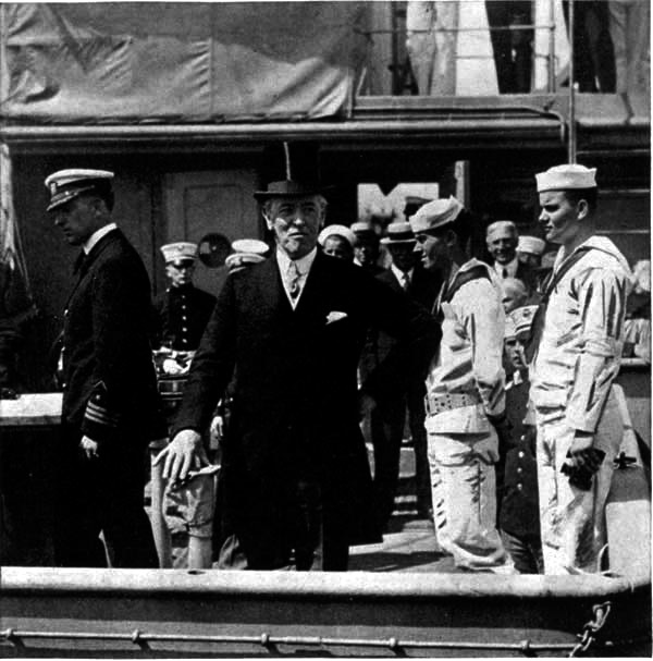 1919: On the bridge of the <i>George Washington</i> on the return from the Peace Conference