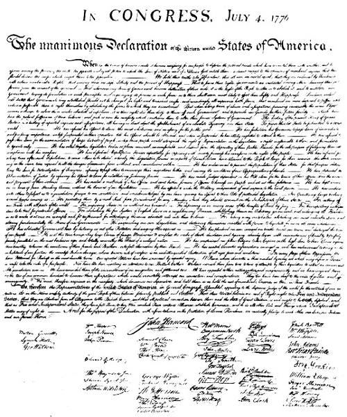 Reproduction of the Declaration of Independence