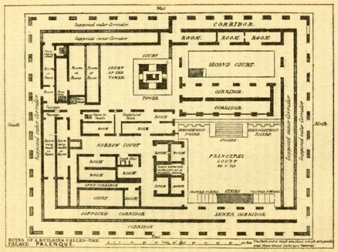 GROUND PLAN OF PALACE AT PALENQUE.