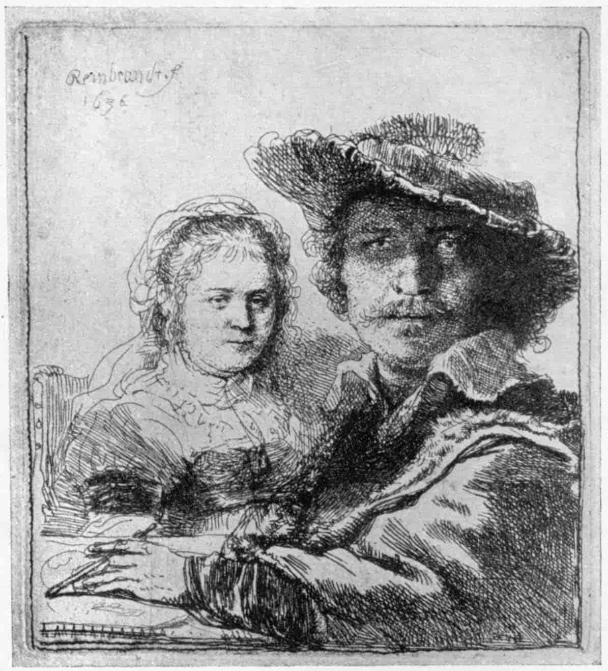 144, II. Rembrandt and his Wife, Saskia, 1636, B. 19