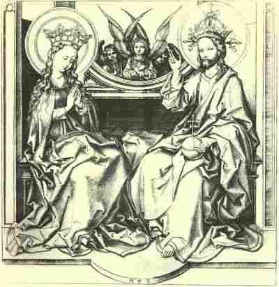 Christ and the Virgin enthroned.