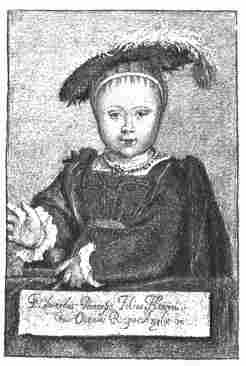 Edward, Prince of Wales, afterwards King Edward VI. By HOLBEIN. From a Miniature in the possession of the Duke of Devonshire.