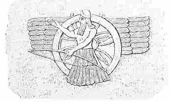 Fig. 19.—The winged globe with human figure; from Layard.