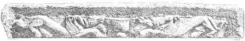 Fig. 95.—Decorated lintel, 6 feel long and 10 inches high. British Museum.
