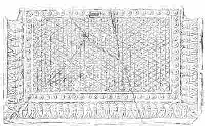 Fig. 96.—Sill of a door, from Khorsabad. Louvre. Length 40 inches. Drawn by Bourgoin.