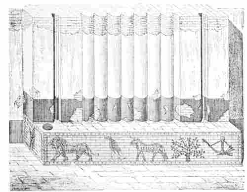 Fig. 101.—Decoration of one of the harem gates, at Khorsabad; compiled from Place.