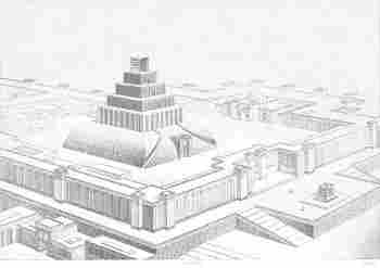 PLATE IV. SQUARE ASSYRIAN TEMPLE Restored by Ch. Chipiez.