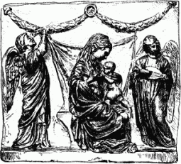 116. Stuckrelief der Madonna mit Engeln von Luca della Robbia.