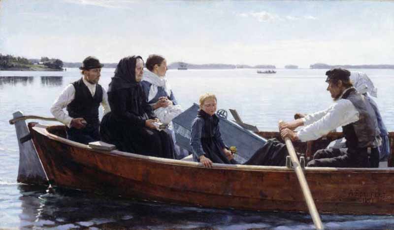 Conveying the Child's Coffin ; A Child's Funeral. Albert Edelfelt