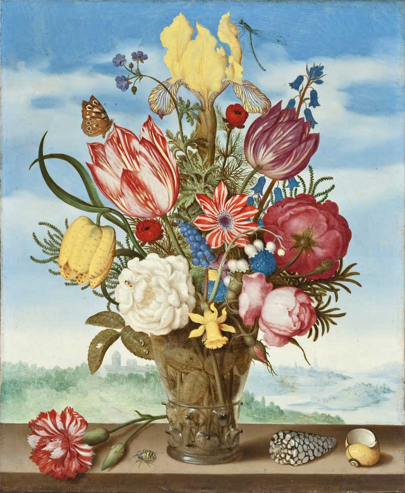 Bouquet of Flowers on a Ledge . Ambrosius Bosschaert the Elder