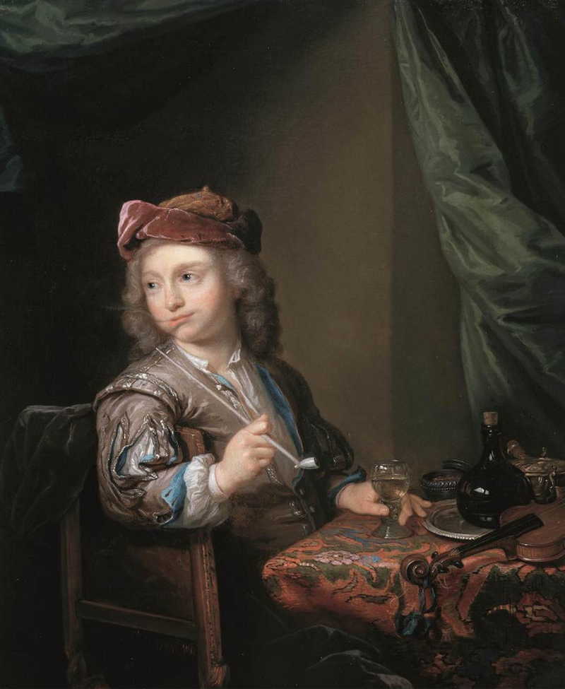 A Boy Seated at a Table, Smoking. Arnold Boonen