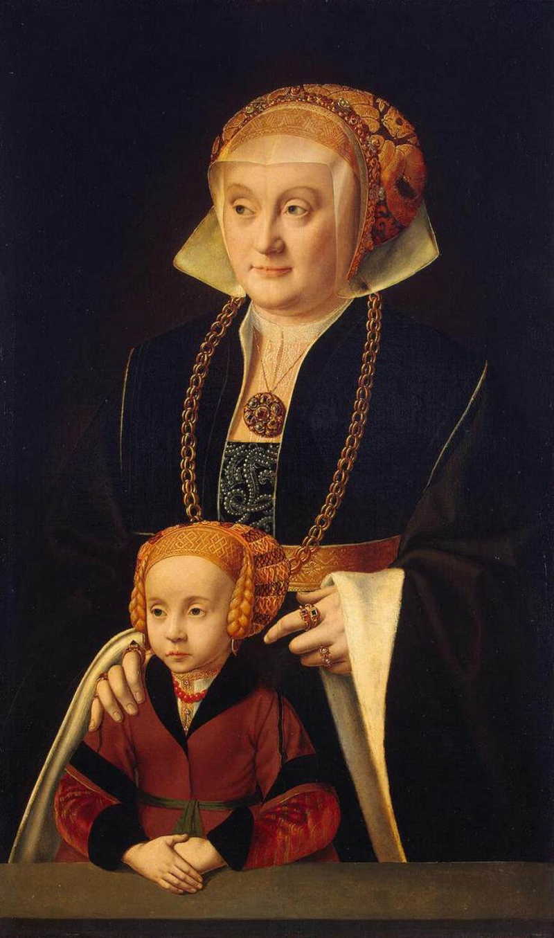 Portrait of a Lady with daughter. Bartholomäus Bruyn the Elder