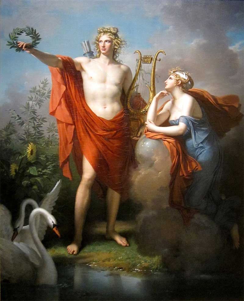 Apollo, God of Light, Eloquence, Poetry and the Fine Arts with Urania, Muse of Astronomy, Charles Meynier