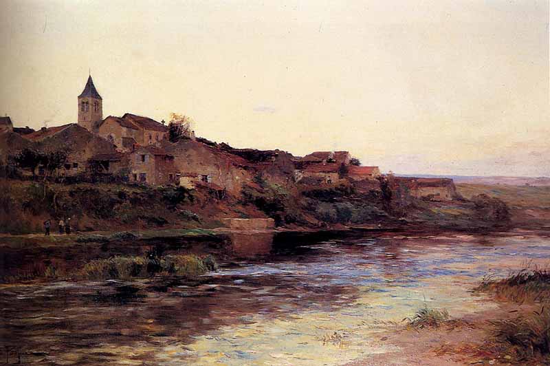  A French River Town, Edmond Marie Petitjean