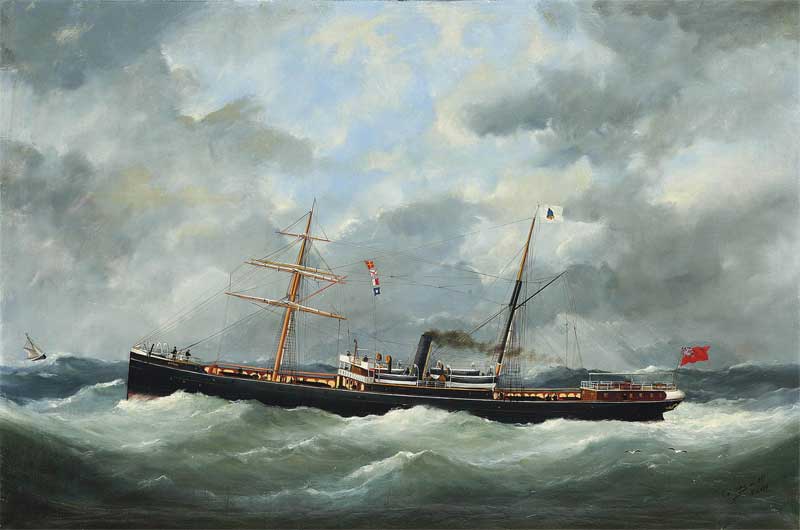 R. Bell   Co.'s steamship  Bothal  in a heavy swell. Edouard Adam