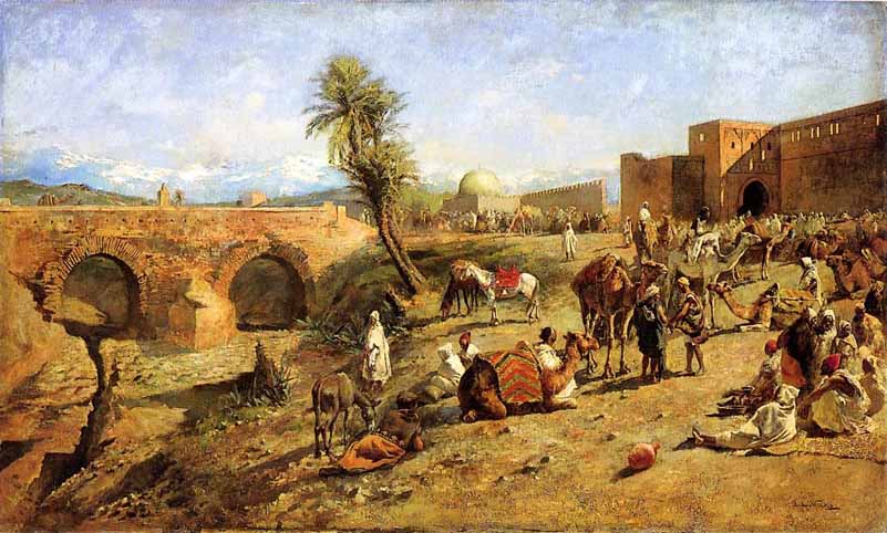 Arrival of a Caravan Outside The City of Morocco, Edwin Lord Weeks