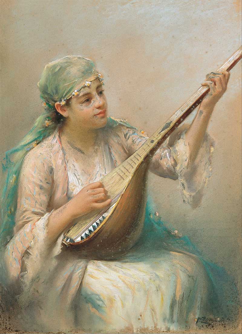 Woman Playing a String Instrument . Fausto Zonar