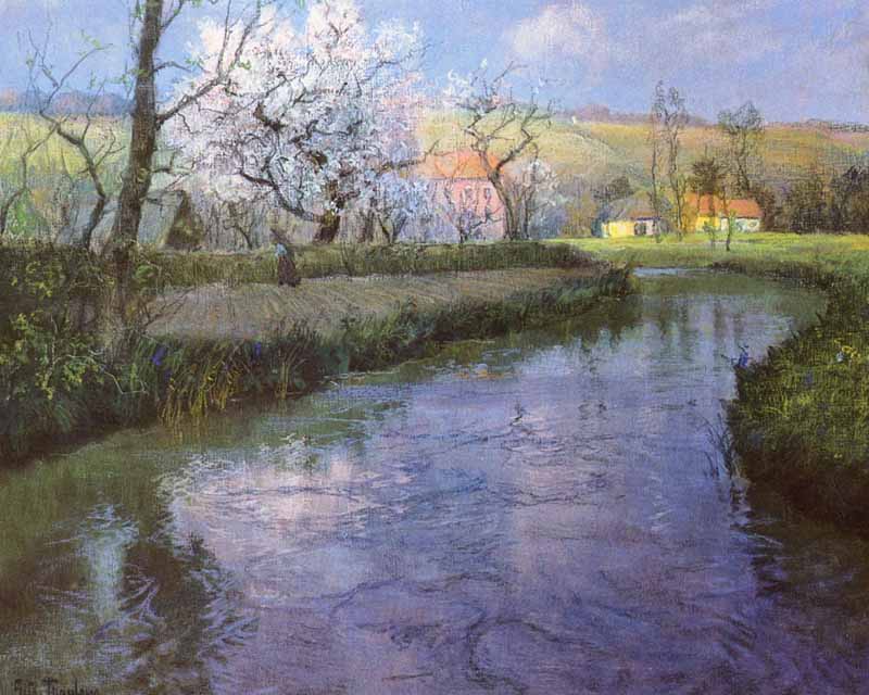 A French River Landscape,, Frits Thaulow
