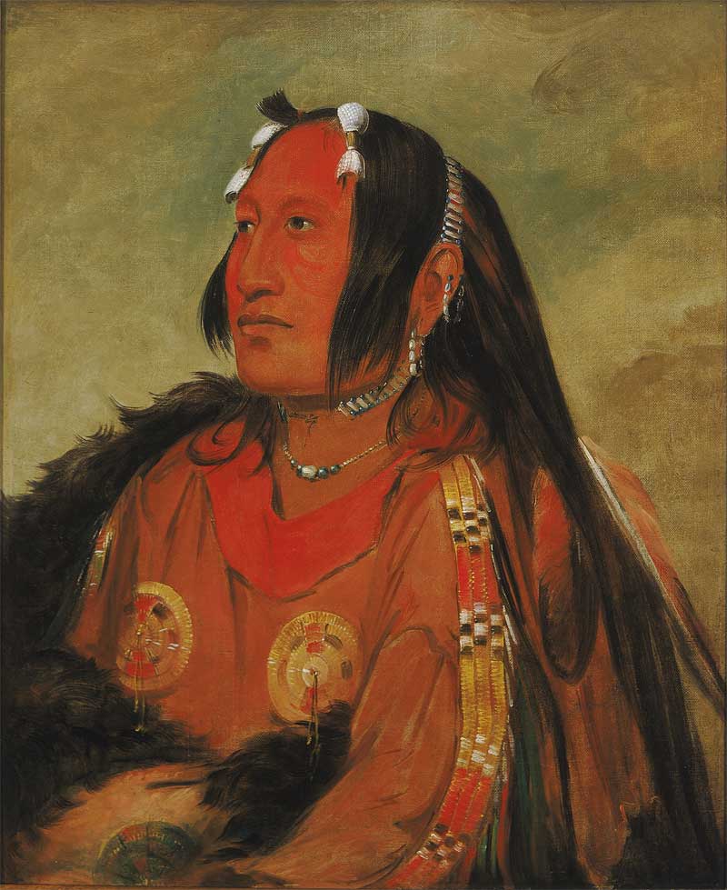 Wi-jún-jon, Pigeon's Egg Head (The Light), a Distinguished Young Warrior. George Catlin