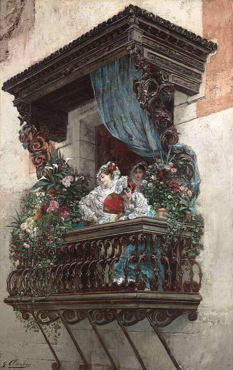 Spanish Woman on Balcony, Georges Jules Victor Clairin