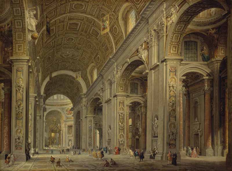 Interior of St Peter's in Rome. Giovanni Paolo Pannini