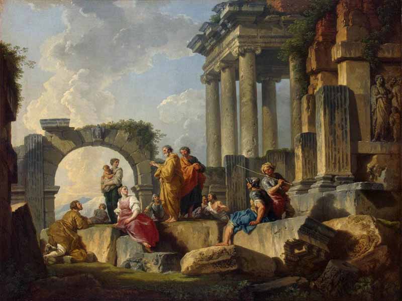 Apostle Paul Preaching on the Ruins. Giovanni Paolo Pannini