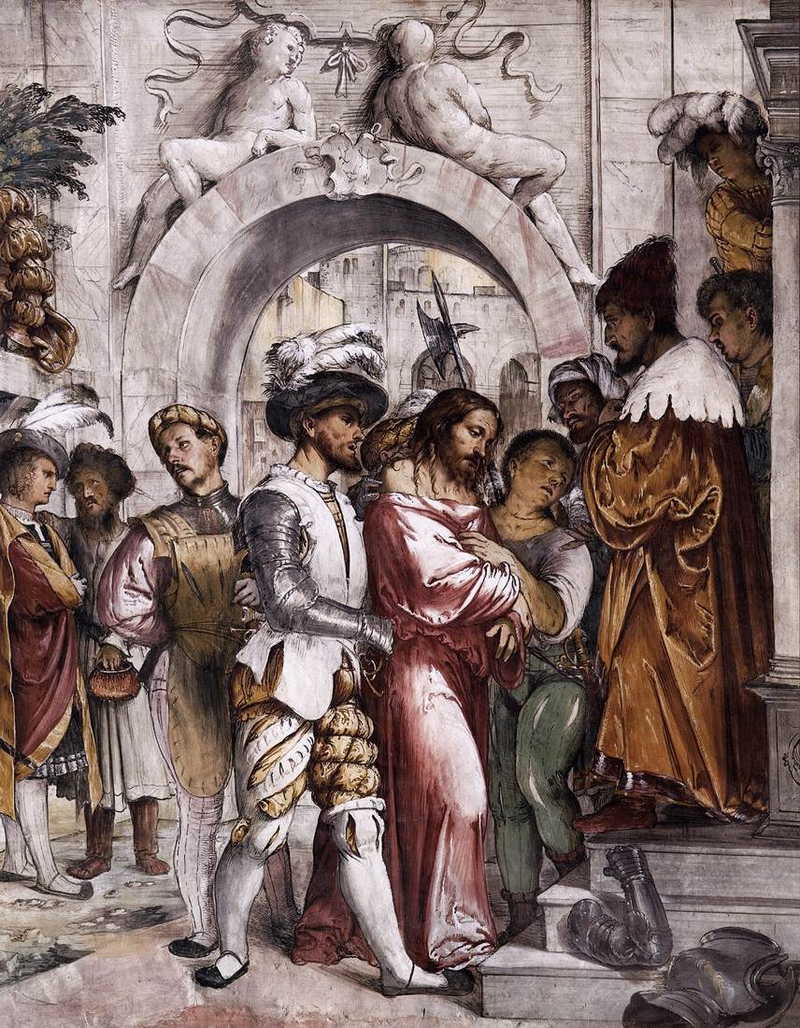 Christ before Pilate (detail). Girolamo Romanino