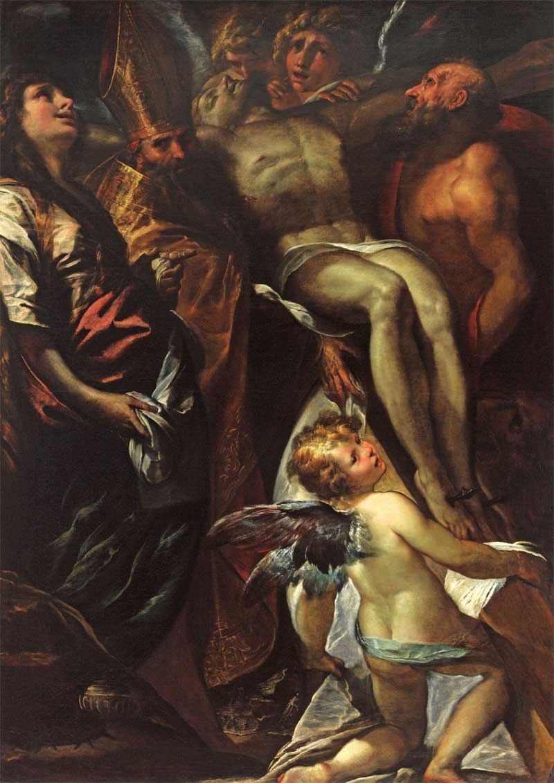 The Lowering of the Cross with Sts Mary Magdalene, Augustine, Jerome and Angels. Giulio Cesare Procaccini