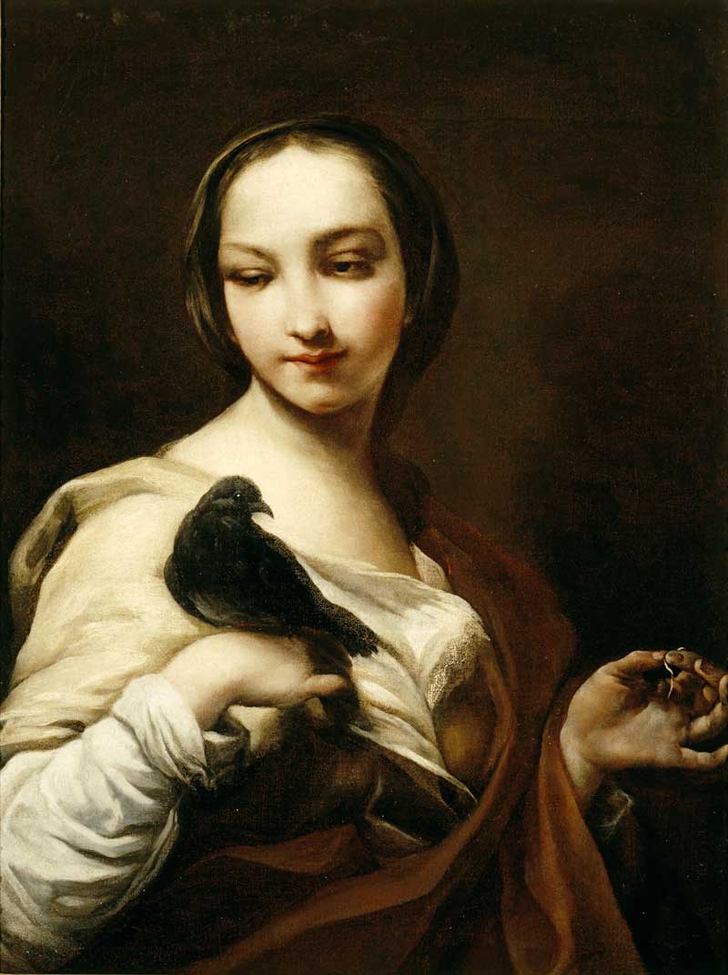 Girl with Black Dove. Giuseppe Maria Crespi