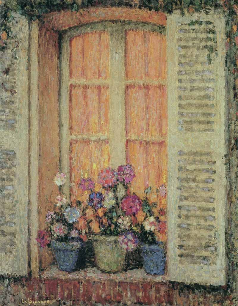 Window with Three Pots, Henri Le Sidaner