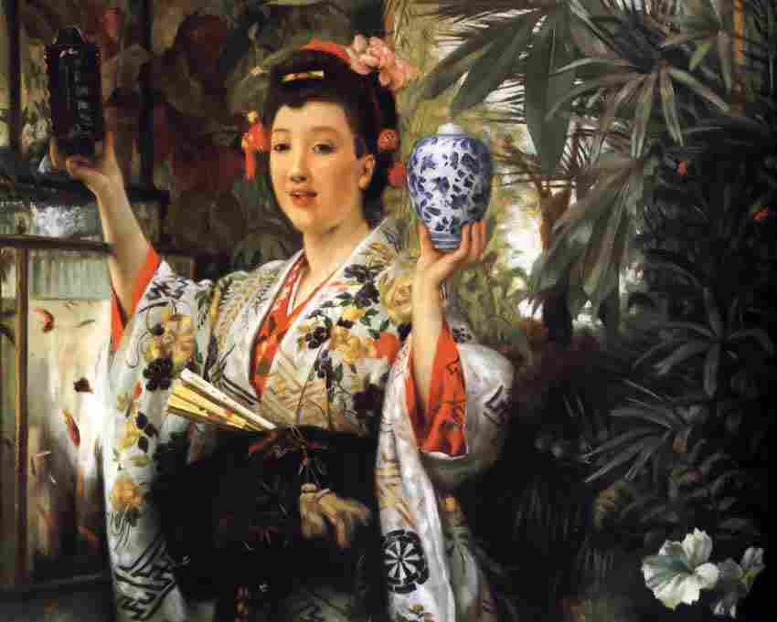 Young Lady Holding Japanese Objects, James Tissot