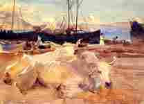 Oxen on the Beach at Baia , John Singer Sargent
