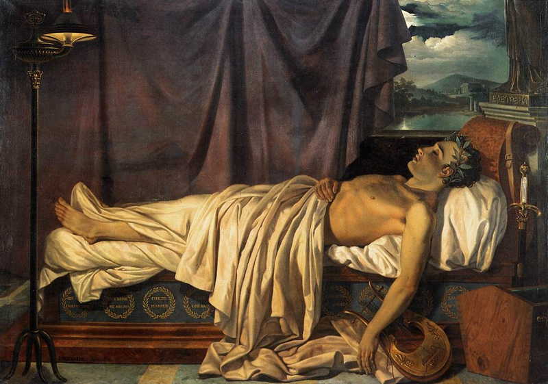 Lord Byron on his Death-bed. Joseph-Denis Odevaere