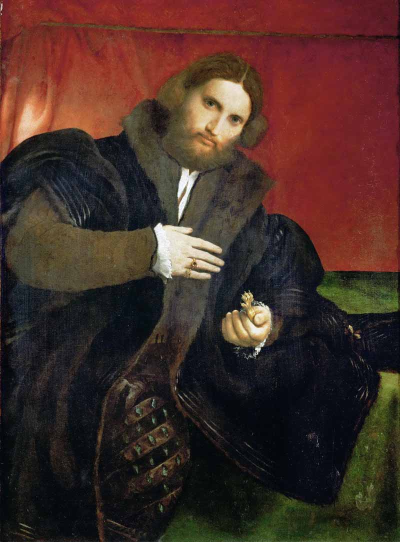 Man with a golden animal claw (Leonino Brembate?). Lorenzo Lotto