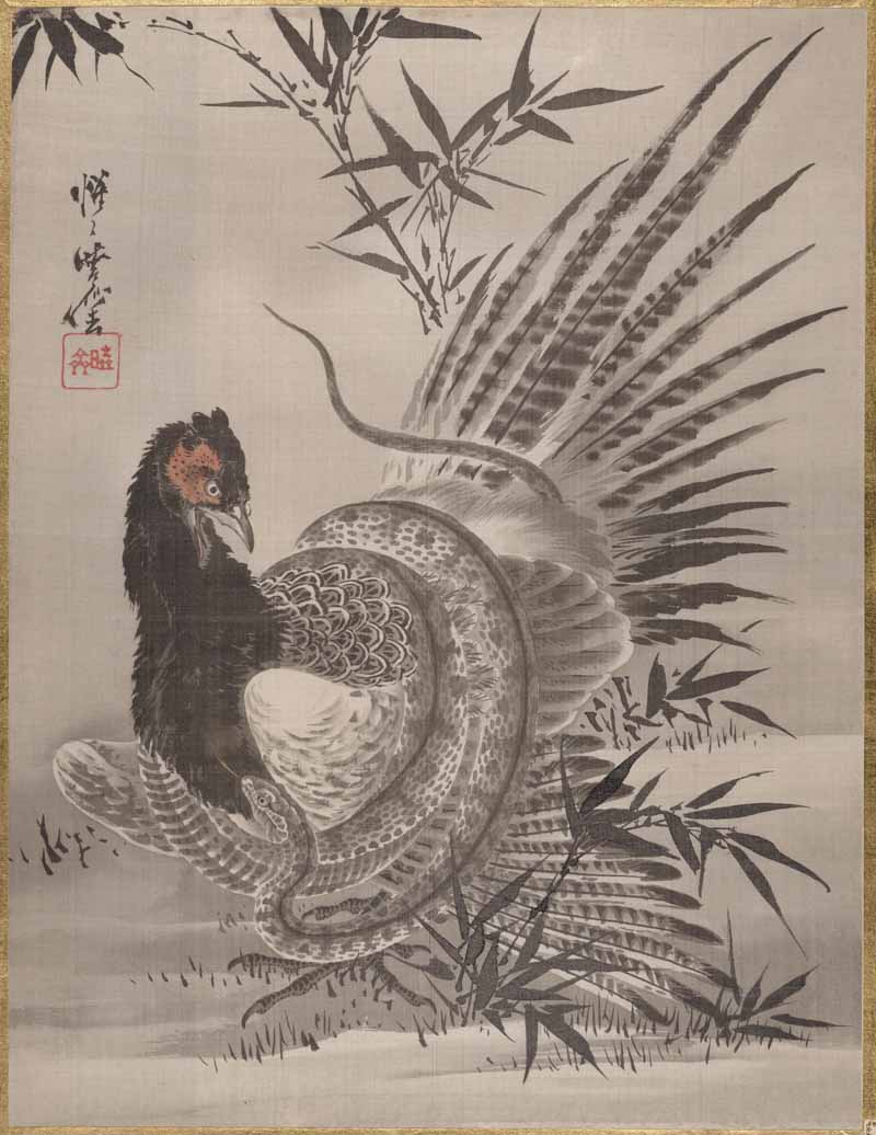 Pheasant Caught by a Snake, Kawanabe Kyosai