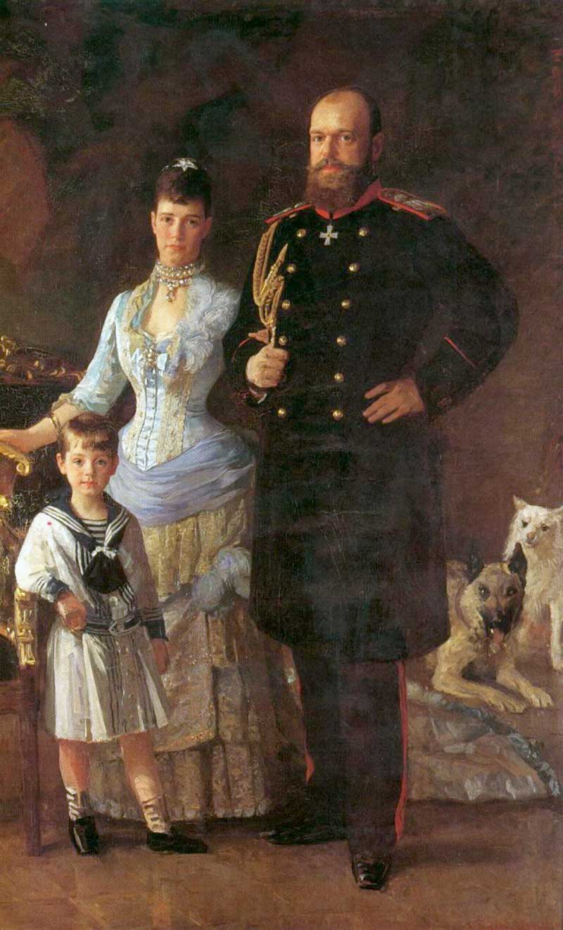 Alexander III with wife Maria Fyodorovna and son Michael . Laurits Tuxen