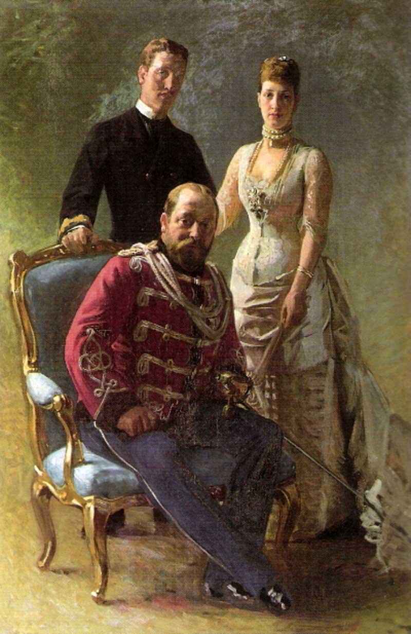 Edward, Prince of Wales with his wife Princess Alexandra of Denmark and son Prince Albert Victor . Laurits Tuxen