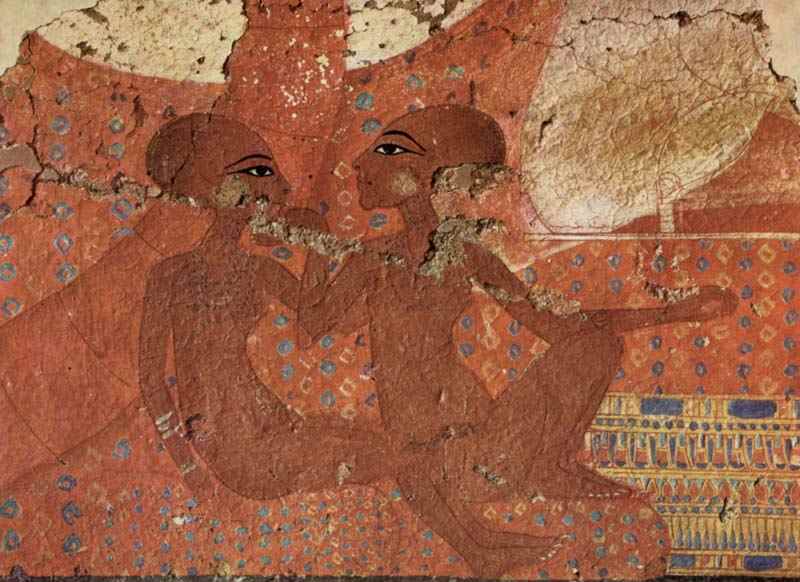 Wall painting from El-Amarana scene: Two daughters of Amenhotep IV, Egyptian painter around 1360 BC
