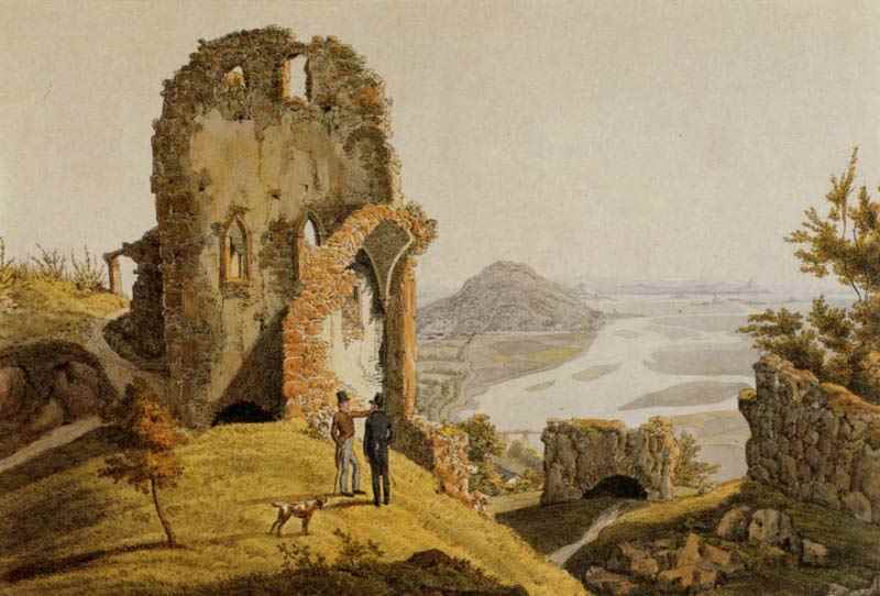 Regensburg, Donaustauf, ruins of the castle with old course of the river Danube, Jakob Alt