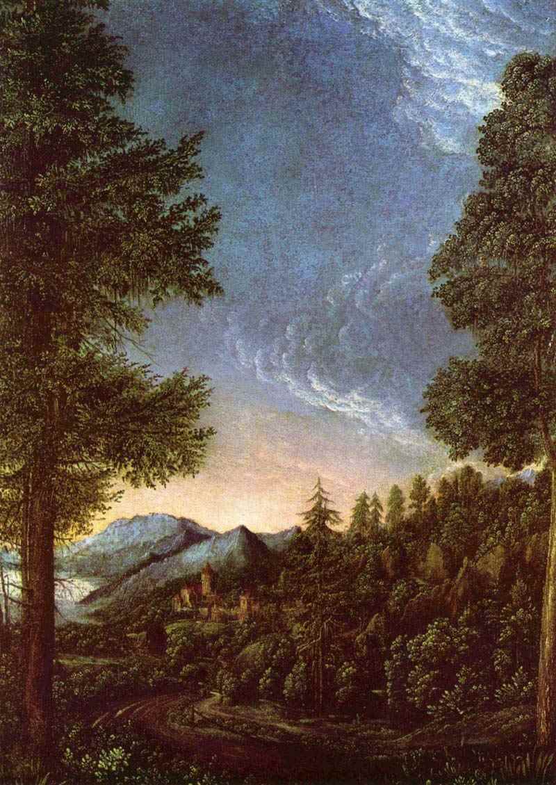 Danube landscape near Regensburg with the Scheuchen Mountain, Albrecht Altdorfer