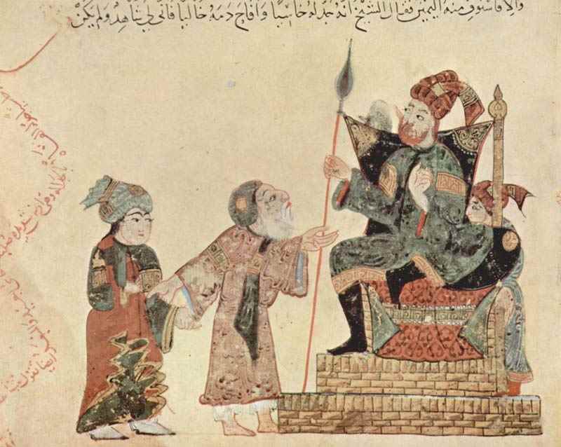 Maqamat (gatherings) of al-Hariri Scene: Abu Zayd before the governor of Rahba (10 maqamat). Yahya ibn Mahmud al-Wasiti