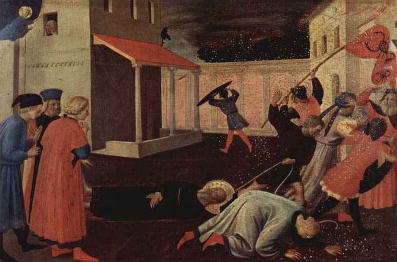 Tabernacle of flax weavers guild of Florence, right predella panel, scene: Martyrdom of St. Mark, Fra Angelico