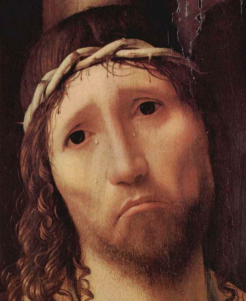 Ecce Homo detail: Face of Christ, Antonello da Messina