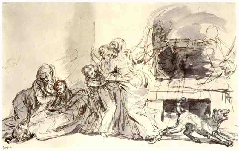 Composition sketch (The Prodigal Son?). Jean-Baptiste Greuze