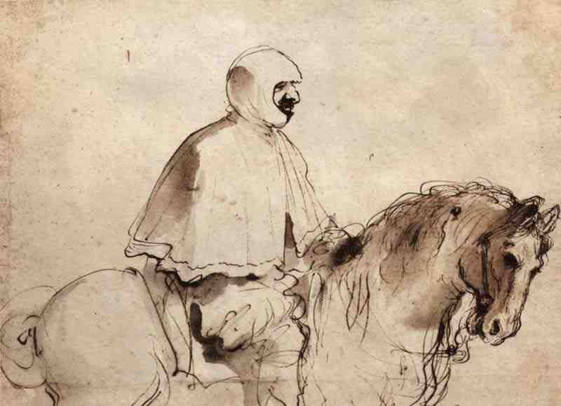Rider on horseback. Giovanni Francesco Guercino