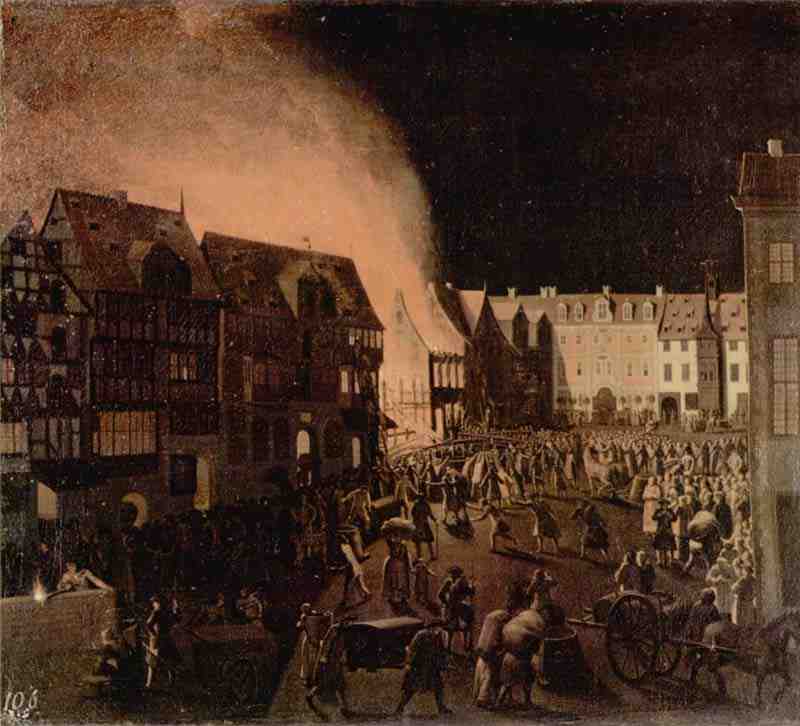 Braunschweig, fire at the Hagen Market (south). Anton Friedrich Harms