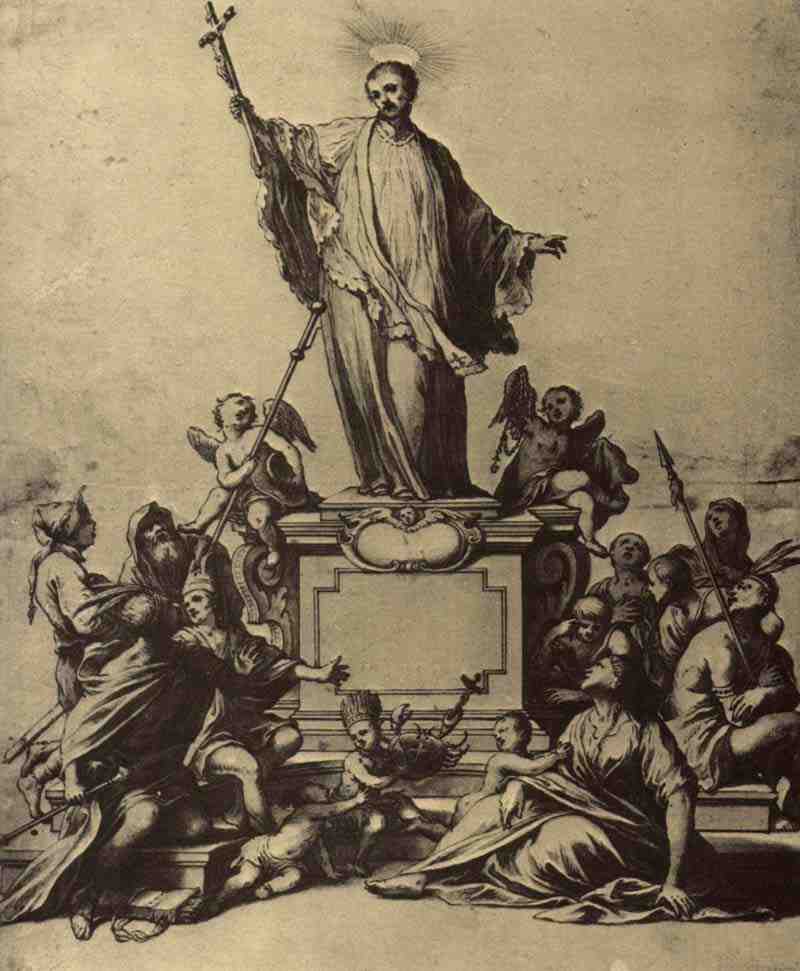 Design for the statue of St. Francis Xavier on the Charles Bridge in Prague. Johann Georg Heintsch