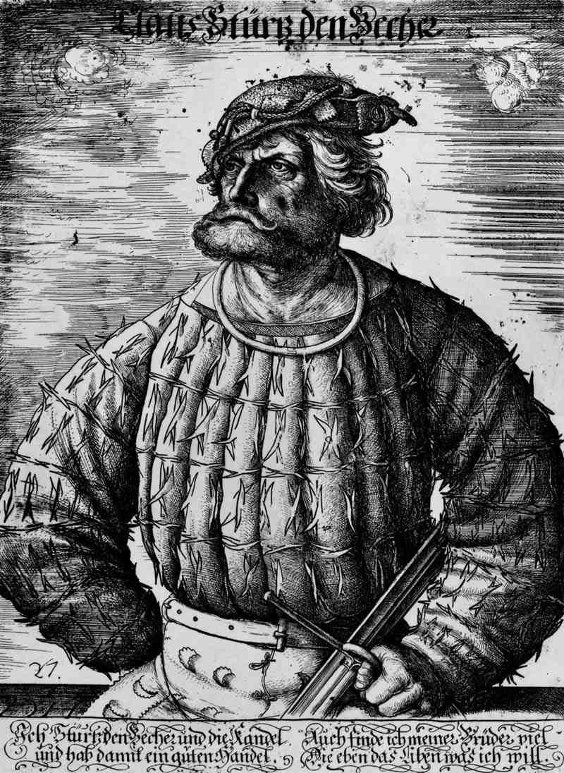 Portrait of Kunz von der Rosen, Jester of Emperor Maximillian. Daniel Hopfer