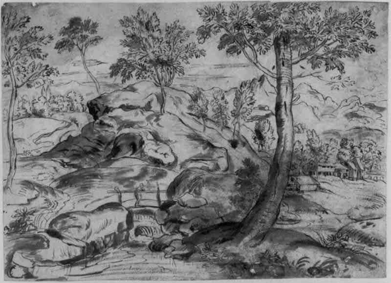 Italian landscape. Italian artist of the second half of the 17th century