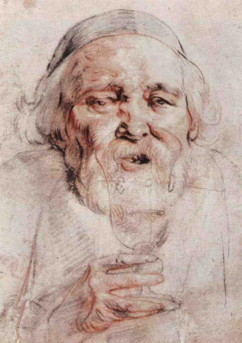 Head of a drinking old man (portrait of Adam van Noort). Jacob Jordaens
